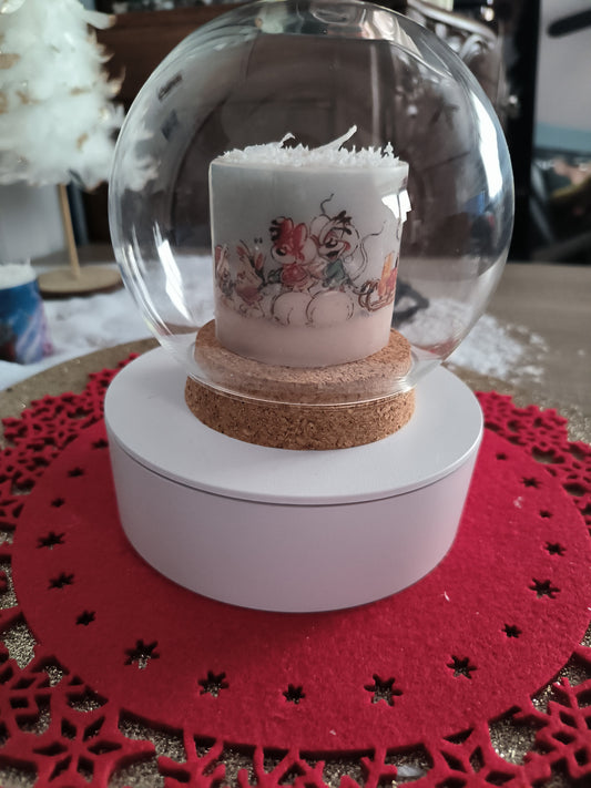 ~ Bougie artisanale Spéciale Noël 🎄 Diddl avec Globe en Verre ~